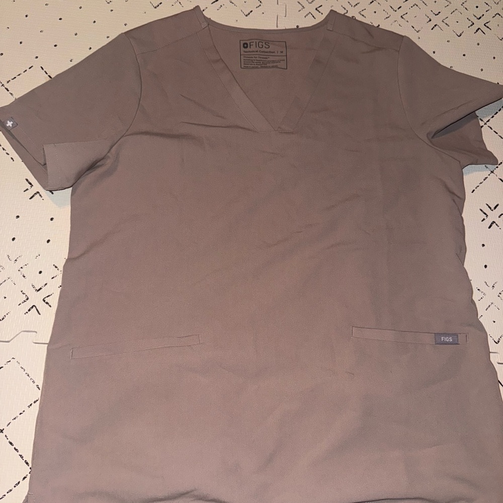 Figs women V-Neck Scrub Top - Taupe